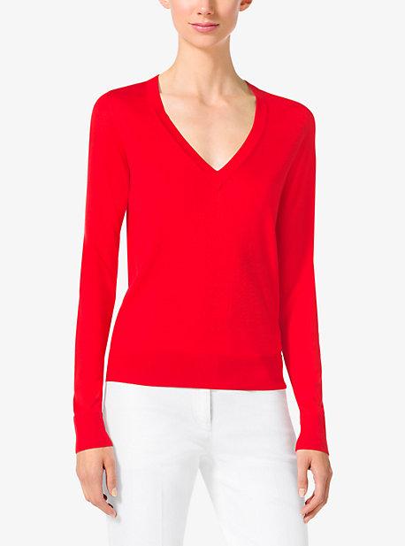 Michael Kors Collection Silk V-neck Sweater