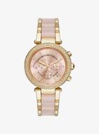 Michael Kors Parker Pave Gold-tone And Acetate Watch