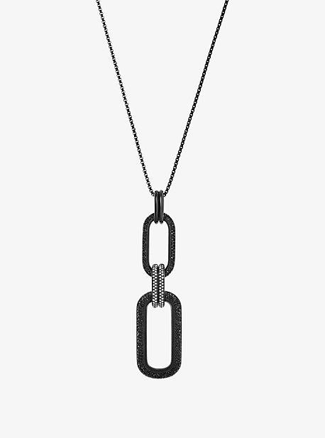 Michael Kors Pave Black-tone Link Pendant Necklace