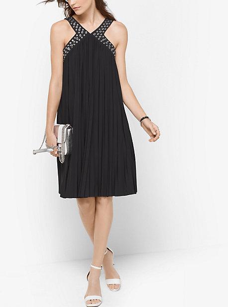 Michael Michael Kors Grommet-embellished Pleated A-line Dress
