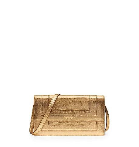 Michael Kors Surrey Medium Metallic Leather Clutch