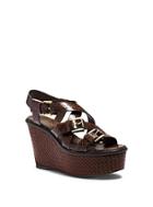 Michael Kors Collection Varick Snakeskin And Leather Platform Wedge