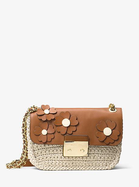Michael Michael Kors Sloan Large Crochet Floral Applique Shoulder Bag