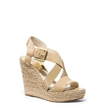 Michael Kors Giovanna Patent Leather Espadrille Wedge In Nude