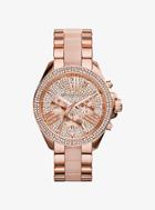 Michael Kors Wren Pave Acetate And Rose Gold-tone Watch