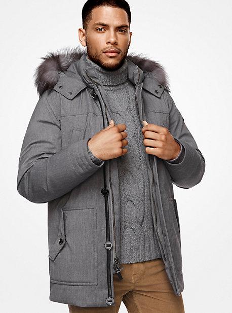 Michael Kors Mens Fur-trimmed Twill Parka