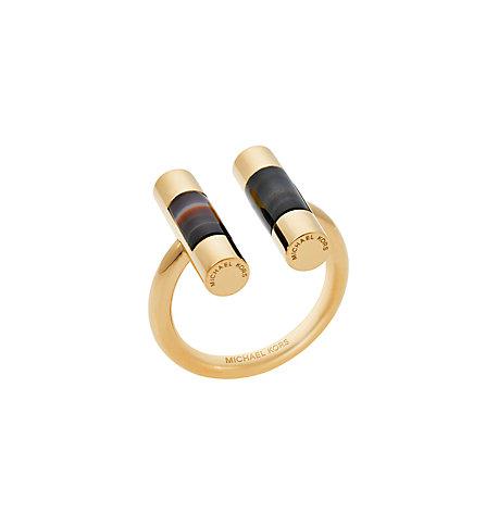 Michael Kors Gold-tone Black Agate Split-barrel Ring