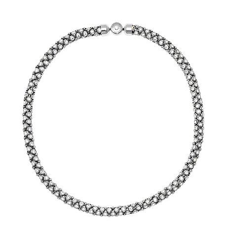 Michael Kors Crystal Silver-tone Tubular Chain Necklace