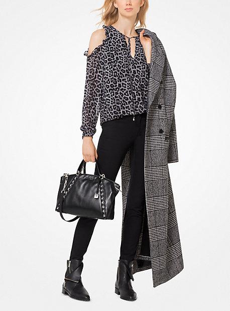 Michael Michael Kors Leopard And Plaid Peekaboo Top