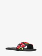Michael Kors Collection Delphine Embroidered Satin Slide