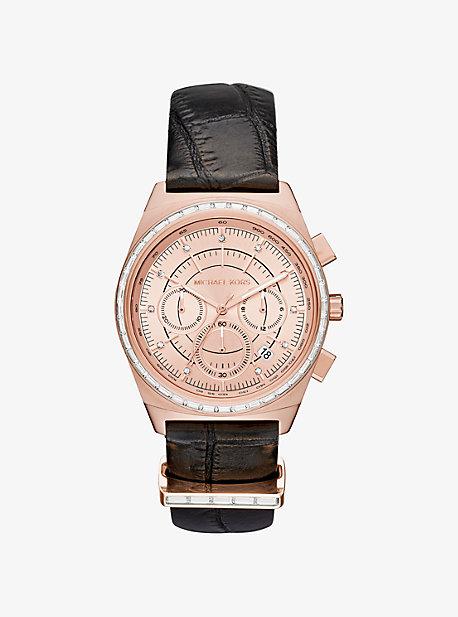 Michael Kors Vail Rose Gold-tone And Embossed-leather Watch