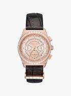 Michael Kors Vail Rose Gold-tone And Embossed-leather Watch