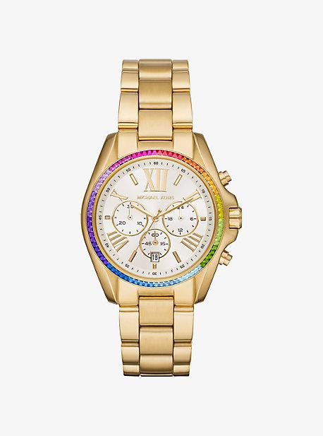 Michael Kors Bradshaw Rainbow Pave Gold-tone Watch