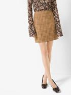 Michael Kors Collection Tattersall Double-face Wool Skirt