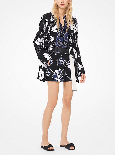 Michael Kors Collection Floral Crepe-cady Blazer