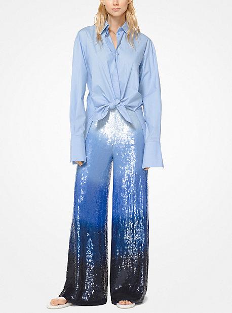 Michael Kors Collection Washed Cotton-poplin Tie-front Shirt