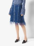 Michael Kors Collection Feather-embroidered Denim Skirt