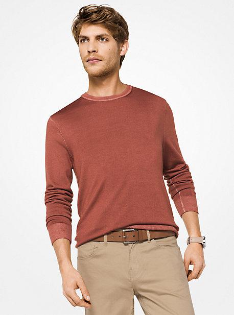 Michael Kors Mens Washed Merino Wool Pullover