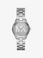 Michael Kors Slim Runway Pave Silver-tone Watch
