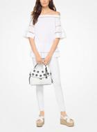 Michael Michael Kors Eyelet Cotton-poplin Off-the-shoulder Top