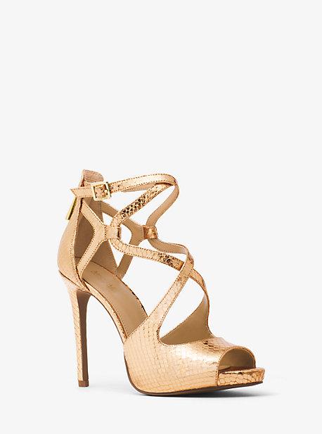 Michael Michael Kors Catia Metallic Embossed-leather Sandal