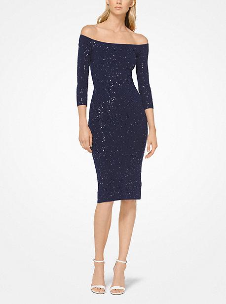 Michael Kors Collection Sequined Stretch-viscose Off-the-shoulder Dress