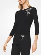 Michael Kors Collection Bow Embroidered Stretch-viscose Pullover