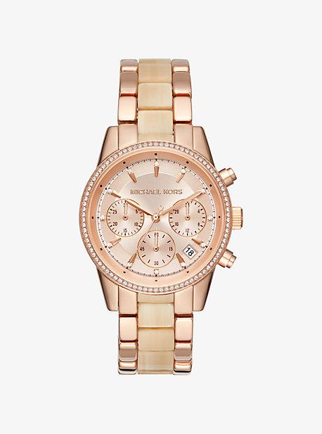 Michael Kors Ritz Rose Gold-tone And Acetate Watch