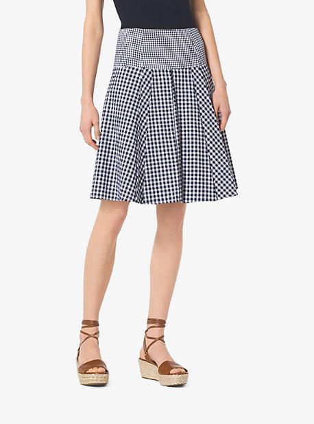 Michael Michael Kors Pleated Gingham Cotton-blend Skirt