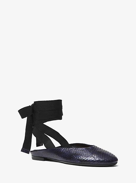 Michael Kors Collection Maren Snakeskin Lace-up Flat