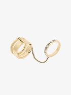 Michael Kors Gold Tone Double Baguette Chain Ring