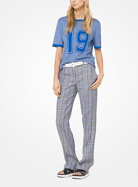 Michael Kors Collection Plaid Crushed Wool Trousers