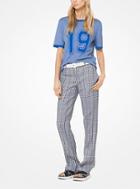 Michael Kors Collection Plaid Crushed Wool Trousers