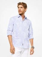 Michael Kors Mens Slim-fit Striped Palm Jacquard Shirt