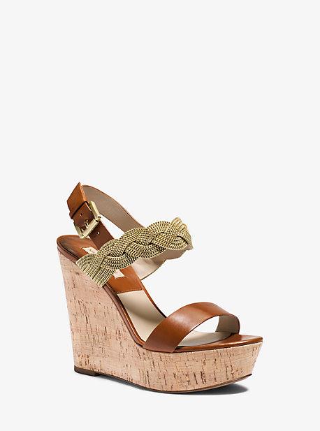 Michael Kors Collection Amelia Chain And Leather Platform Wedge