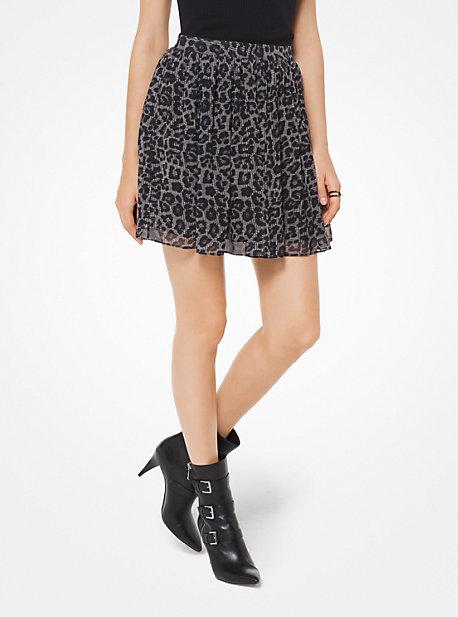 Michael Michael Kors Leopard And Plaid Chiffon Mini Skirt