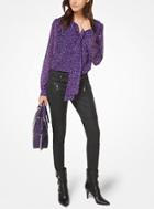 Michael Michael Kors Tweed Georgette Tie-neck Blouse