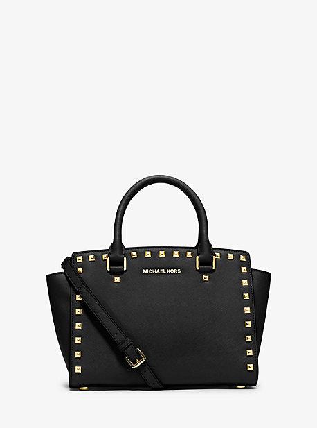 Michael Michael Kors Selma Medium Studded Saffiano Leather Satchel