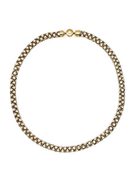 Michael Kors Crystal Gold-tone Tubular Chain Necklace
