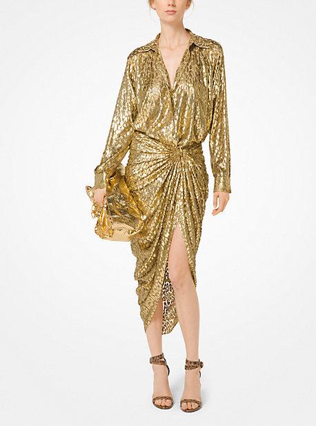 Michael Kors Collection Cheetah Metallic Fil Coupe Blouse