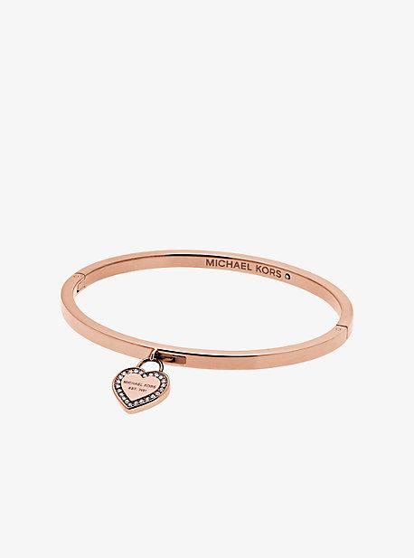 Michael Kors Rose Gold-tone Logo Heart Bangle