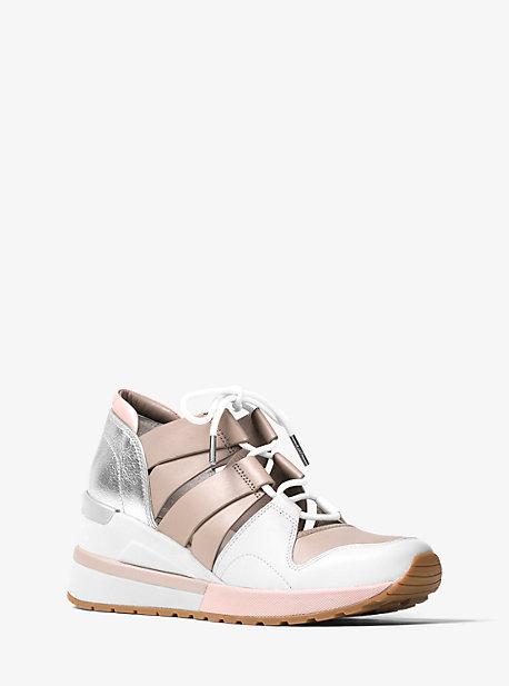 Michael Kors Beckett Leather And Metallic Sneaker