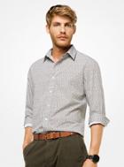 Michael Kors Mens Slim-fit Botanical Check Cotton Shirt