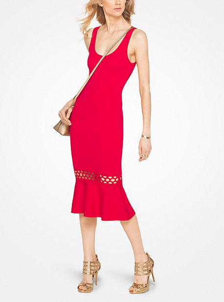 Michael Michael Kors Cutout Stretch-viscose Flounce Dress