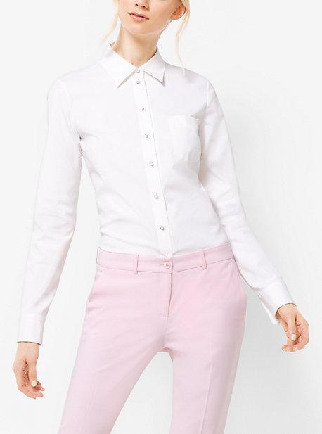 Michael Kors Collection Embellished Cotton-poplin Shirt