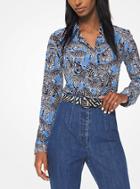 Michael Kors Collection Zebra Print Crepe De Chine Blouse