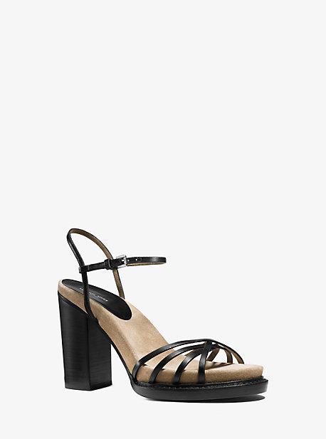 Michael Kors Collection Raina Vachetta Leather And Suede Platform Sandal