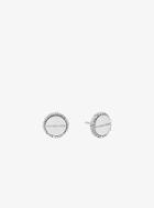 Michael Kors Silver-tone Pave Logo Stud Earrings