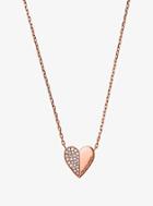 Michael Kors Pave Rose Gold-tone Heart Pendant Necklace