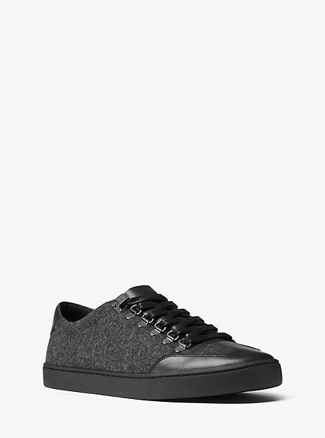 Michael Kors Mens Smith Flannel And Leather Sneaker